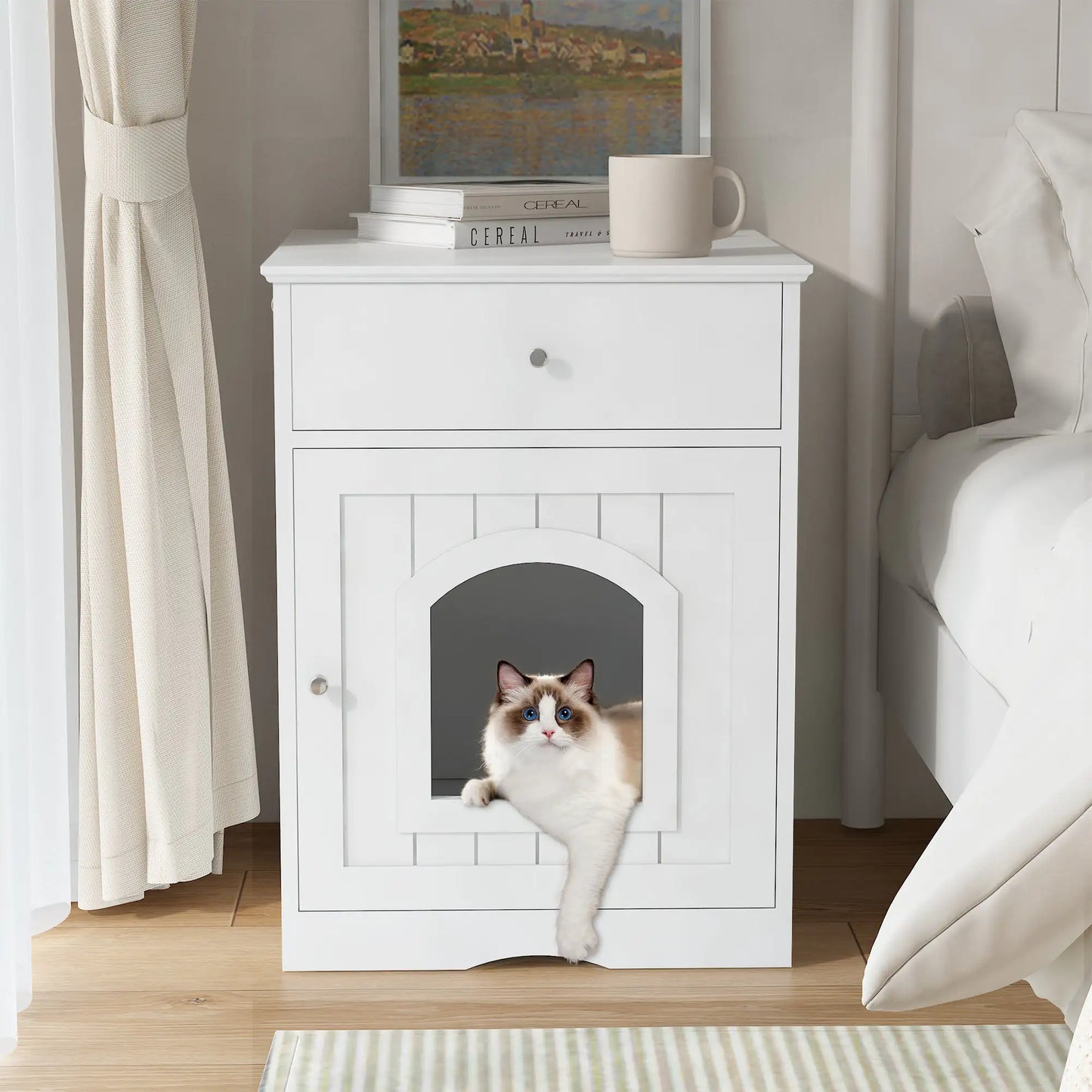 Wooden Pet House Cat Litter Box Enclosure