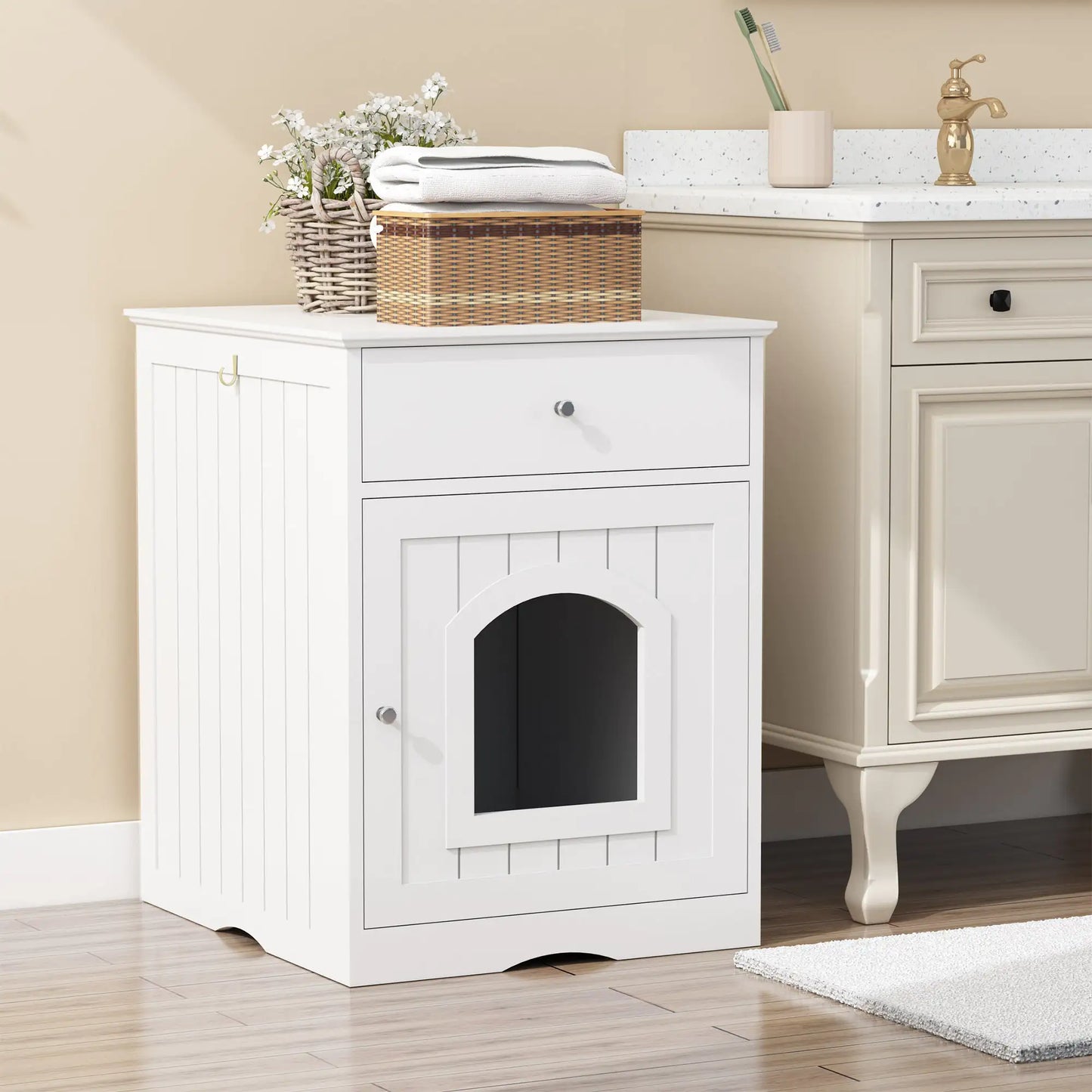 Wooden Pet House Cat Litter Box Enclosure