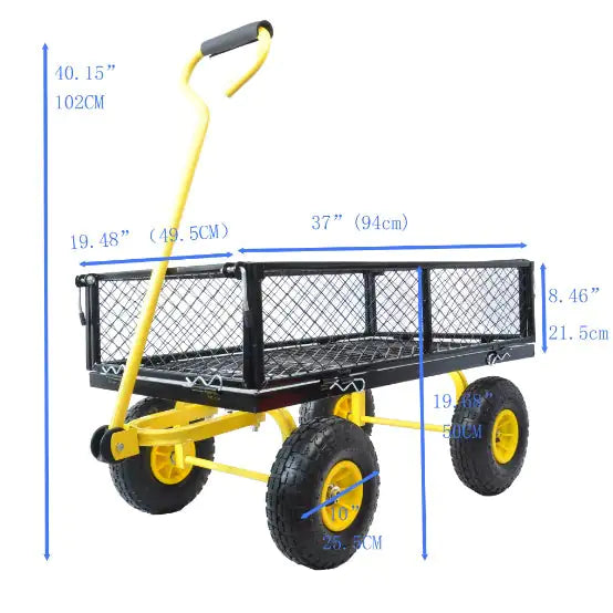 Carriage Steel Cart with Swivel Handle & Detachable Sides