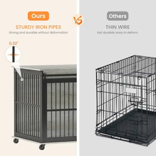 Iron and Wood Dog Crate End Table