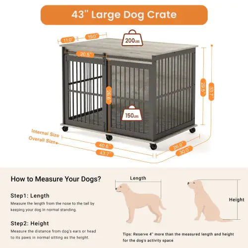 Iron and Wood Dog Crate End Table