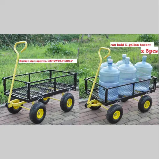Carriage Steel Cart with Swivel Handle & Detachable Sides