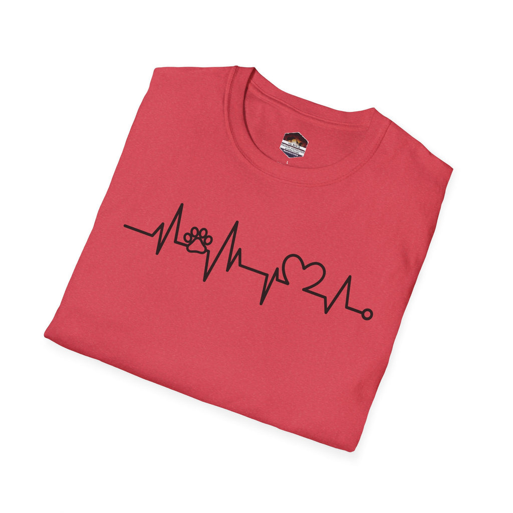 Heartbeat Paw & Heart T-Shirt — Pet Lover EKG Tee