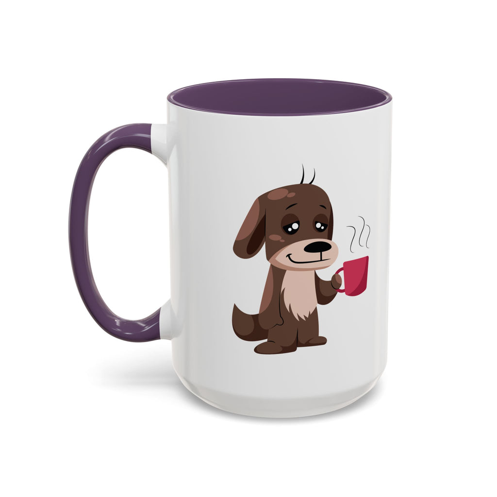 Cute Coffee Dog Mug — Adorable Puppy Holding Coffee Accent Mug (11/15 oz)