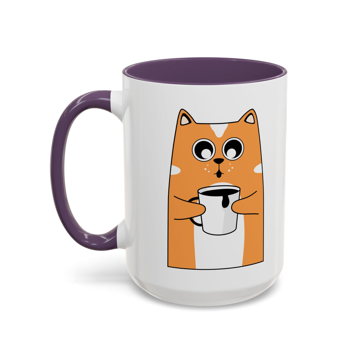 Sleepy Cat Accent Mug — 11/15oz Coffee Cup with Cat Design