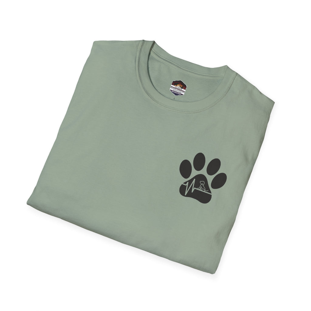 T-Shirt — Paw & Heartbeat EKG Design (Pet Lover Tee)