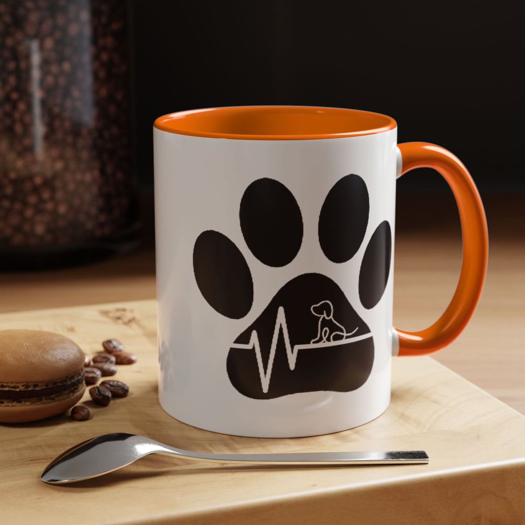 Dog Paw Heartbeat Coffee Mug — Pet Lover Accent Mug (11/15oz)