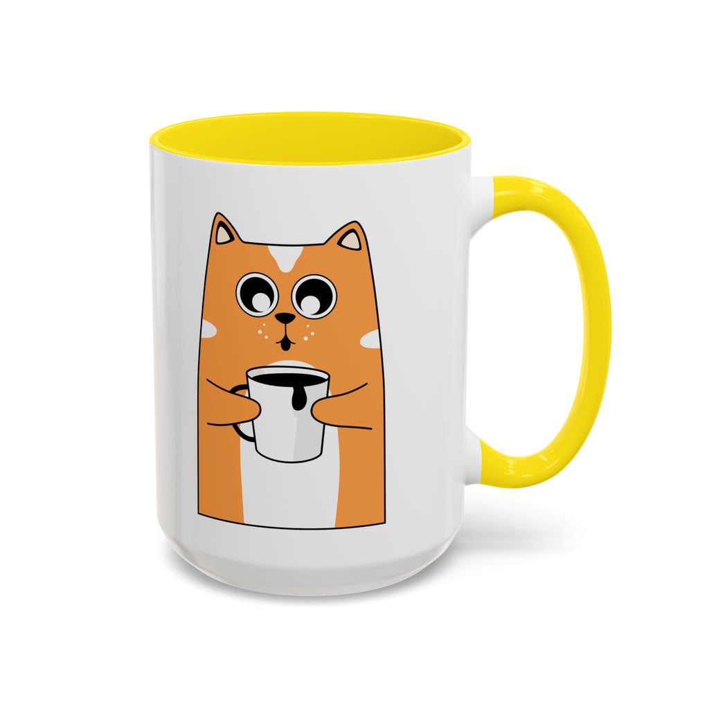 Sleepy Cat Accent Mug — 11/15oz Coffee Cup with Cat Design
