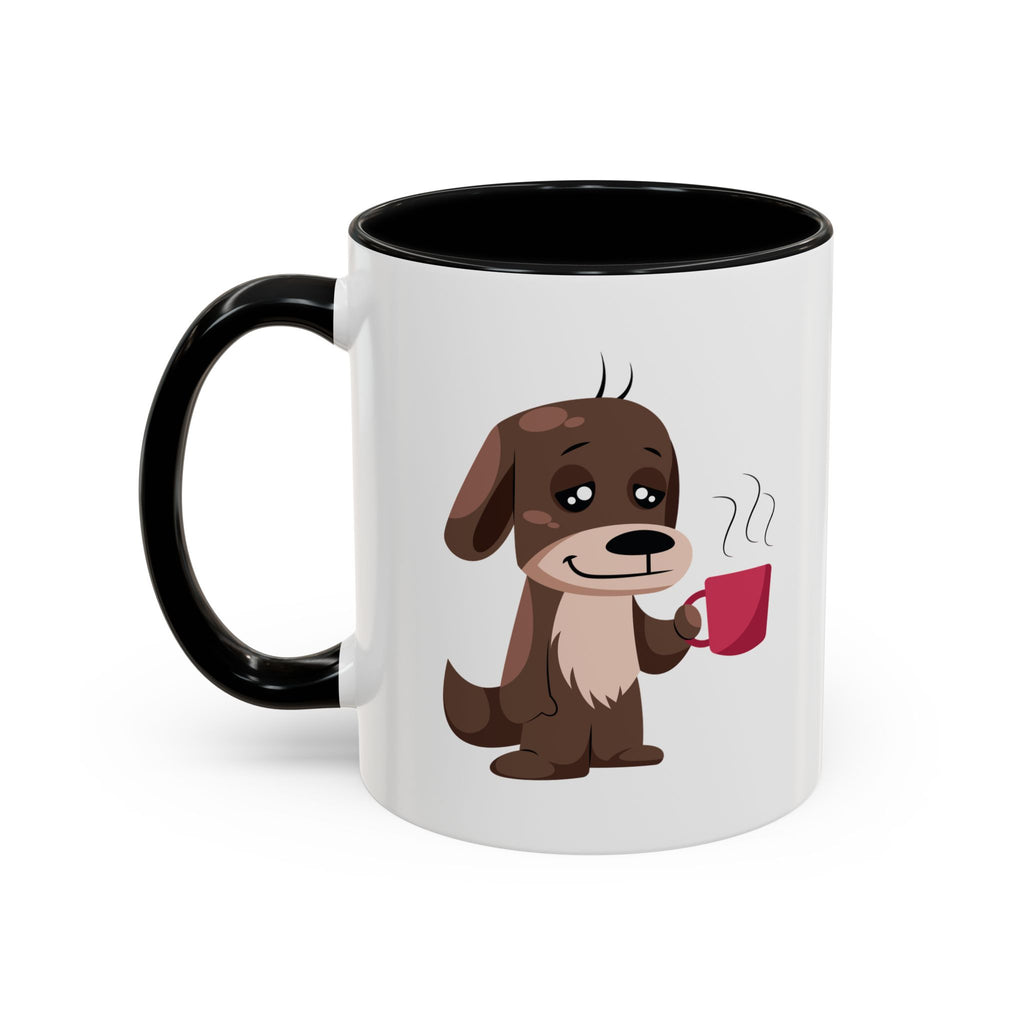 Cute Coffee Dog Mug — Adorable Puppy Holding Coffee Accent Mug (11/15 oz)