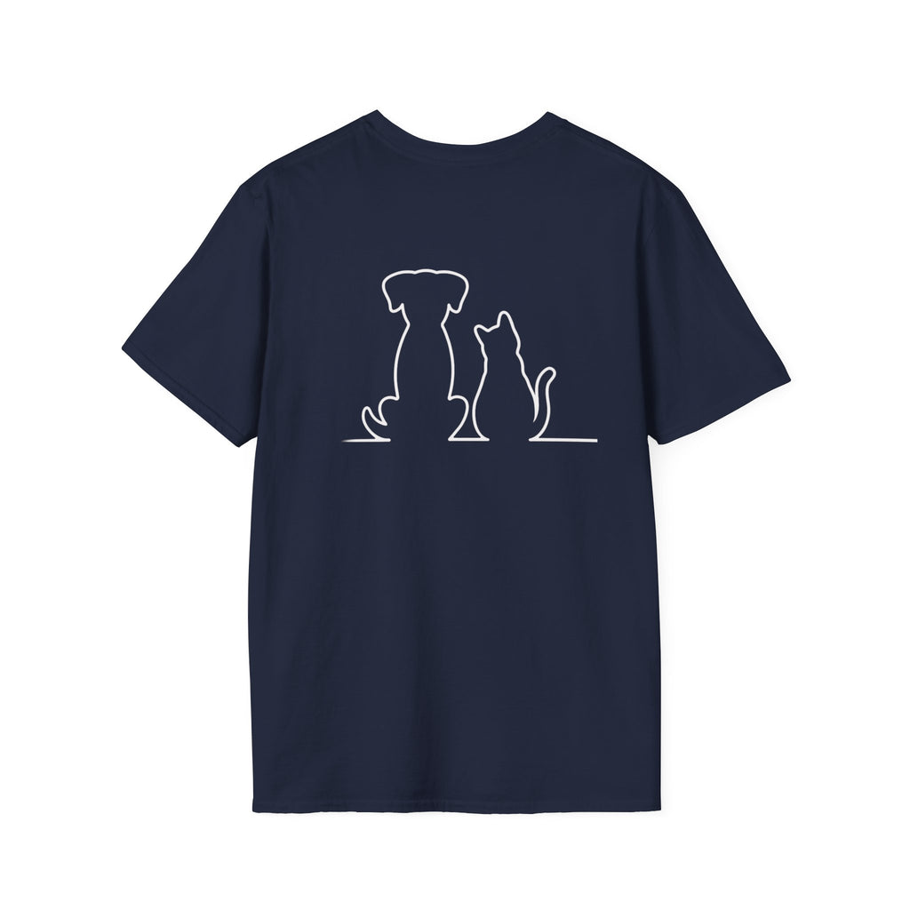 Dog and Cat Outline Tee — Minimal Pet Silhouette T-Shirt