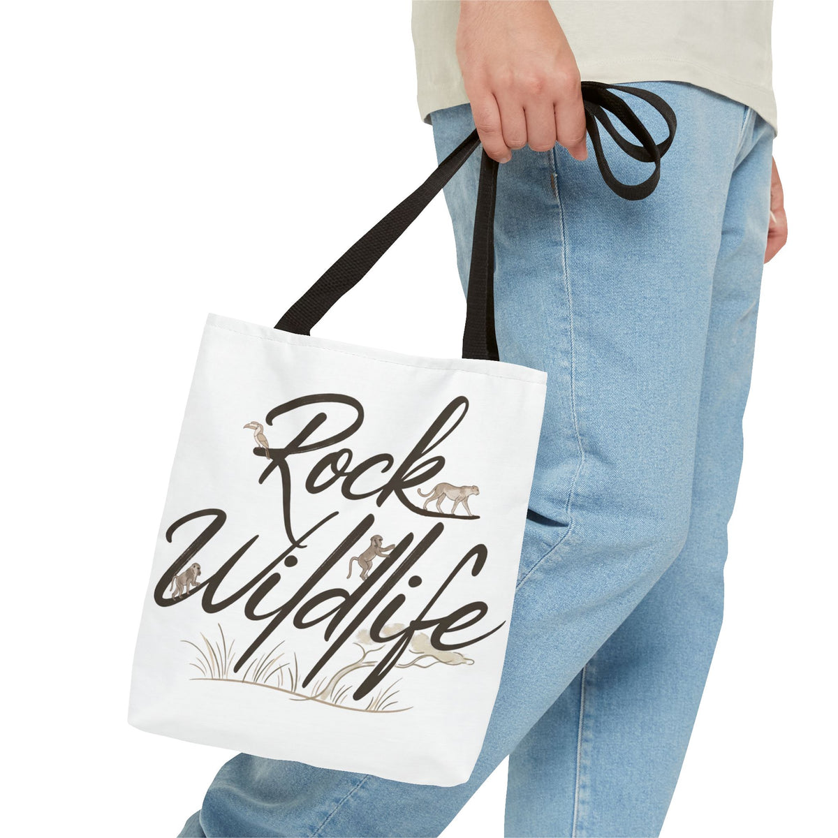 Rock Wildlife Tote Bag — Rustic Nature Animal Print Tote