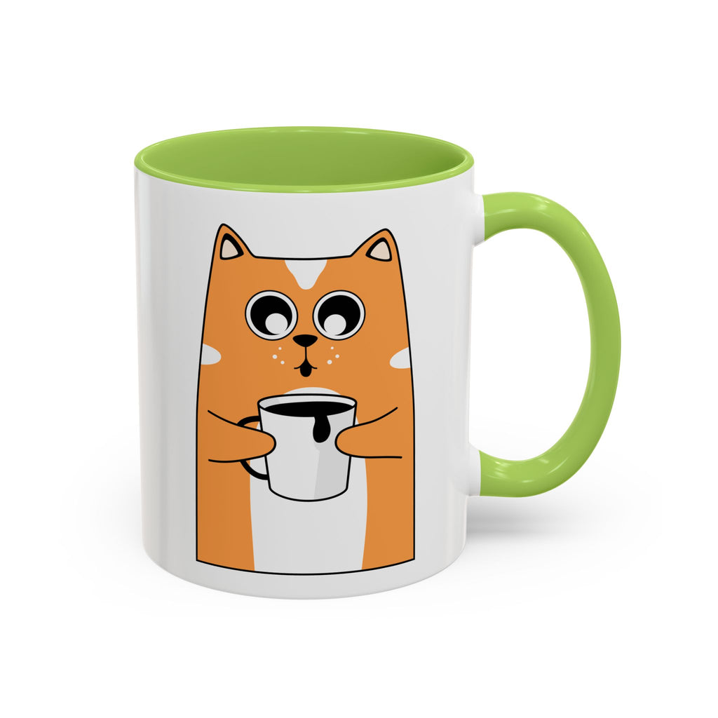 Sleepy Cat Accent Mug — 11/15oz Coffee Cup with Cat Design
