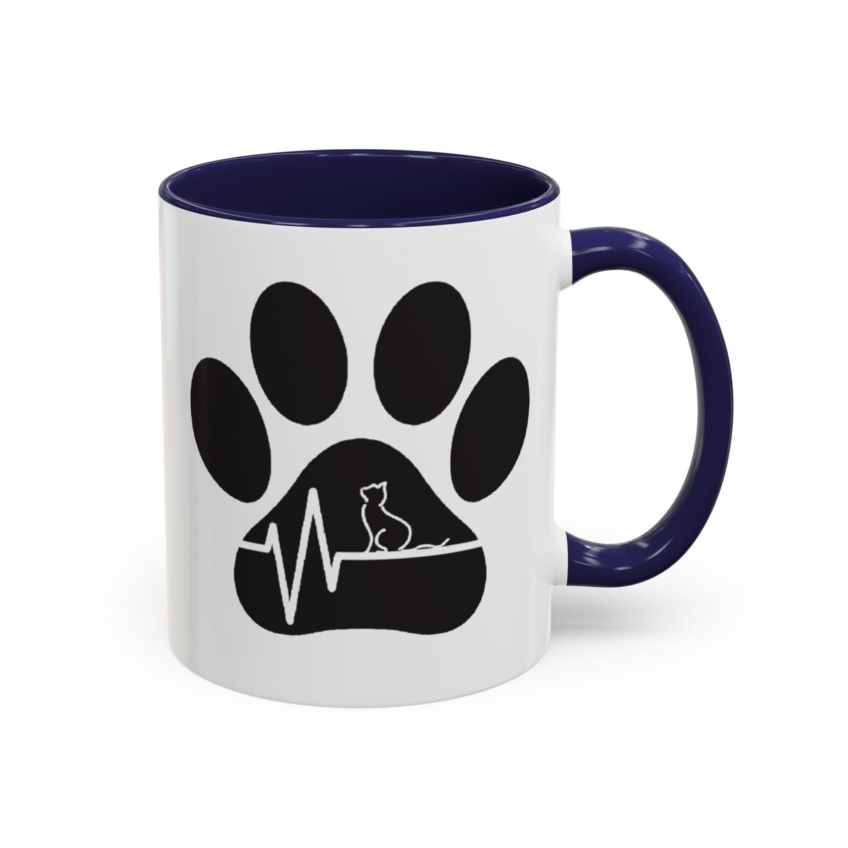 Cat Paw Heartbeat Coffee Mug — Pet Lover Accent Mug (11/15oz)
