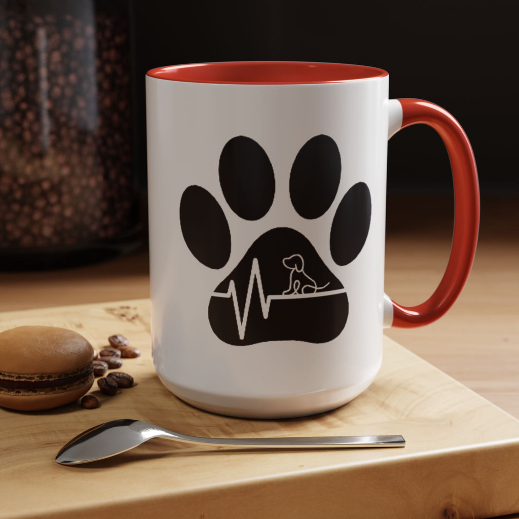Dog Paw Heartbeat Coffee Mug — Pet Lover Accent Mug (11/15oz)