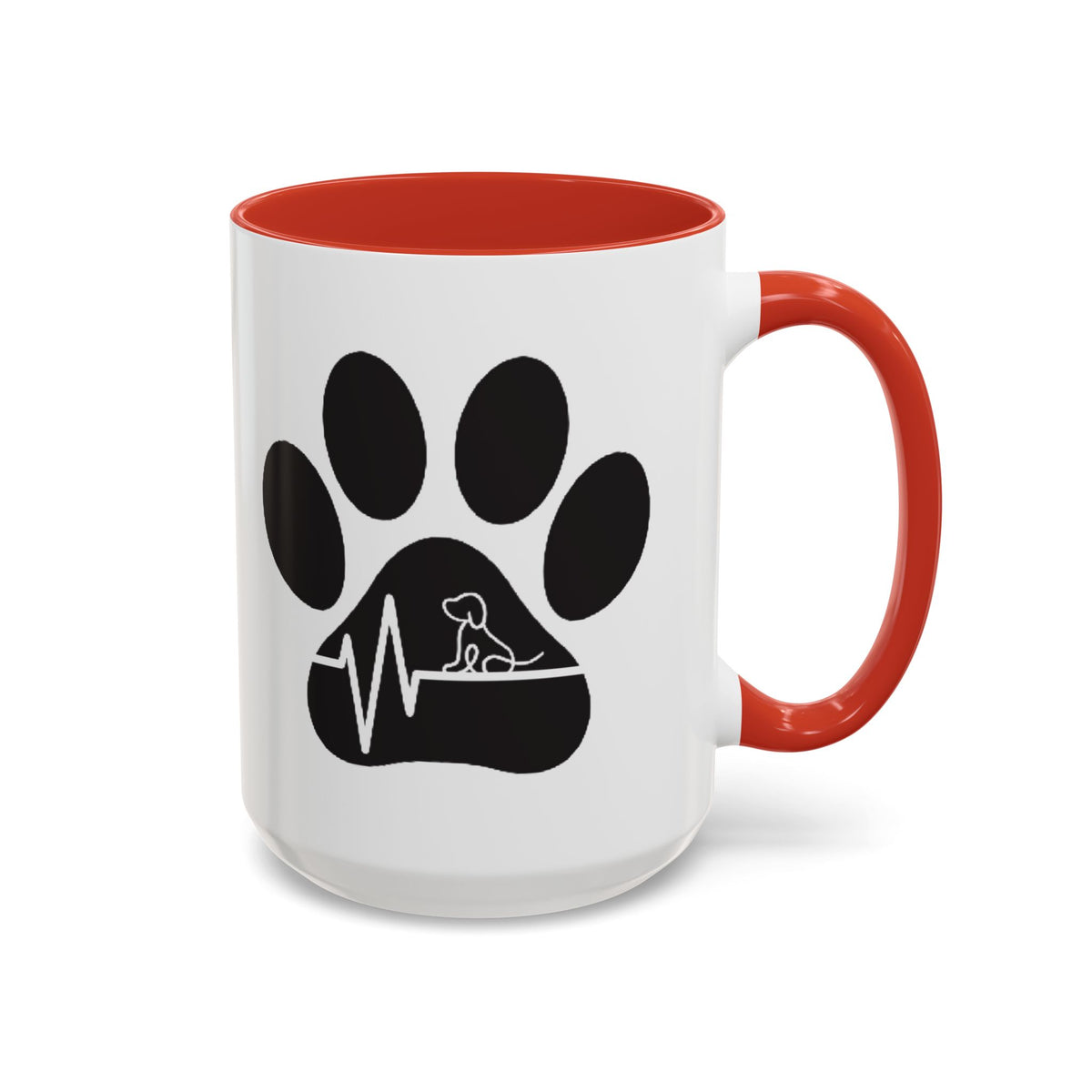 Dog Paw Heartbeat Coffee Mug — Pet Lover Accent Mug (11/15oz)