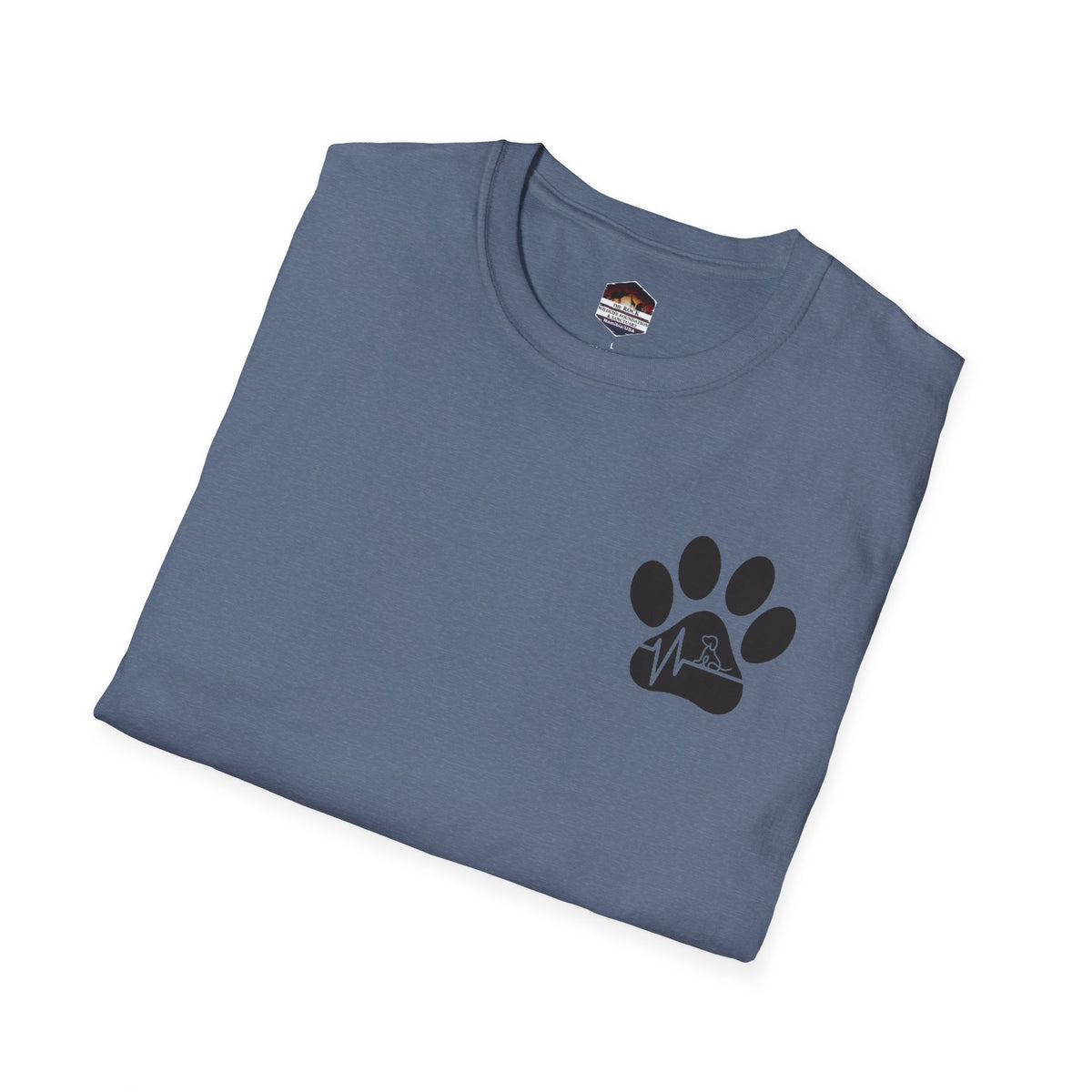 T-Shirt — Paw & Heartbeat EKG Design (Pet Lover Tee)