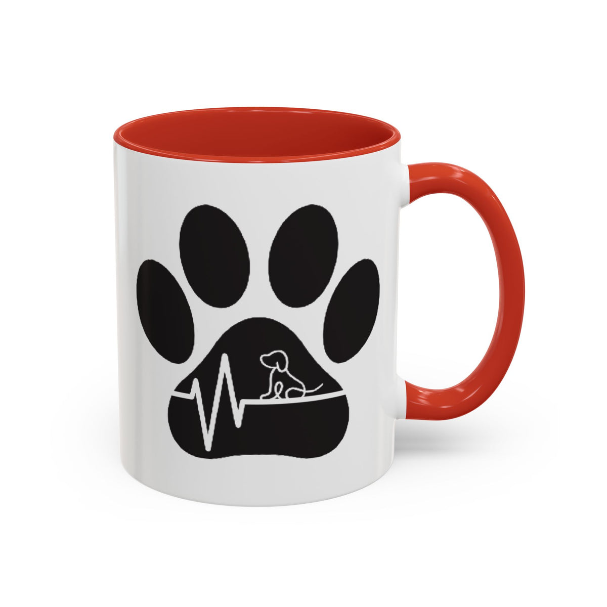 Dog Paw Heartbeat Coffee Mug — Pet Lover Accent Mug (11/15oz)
