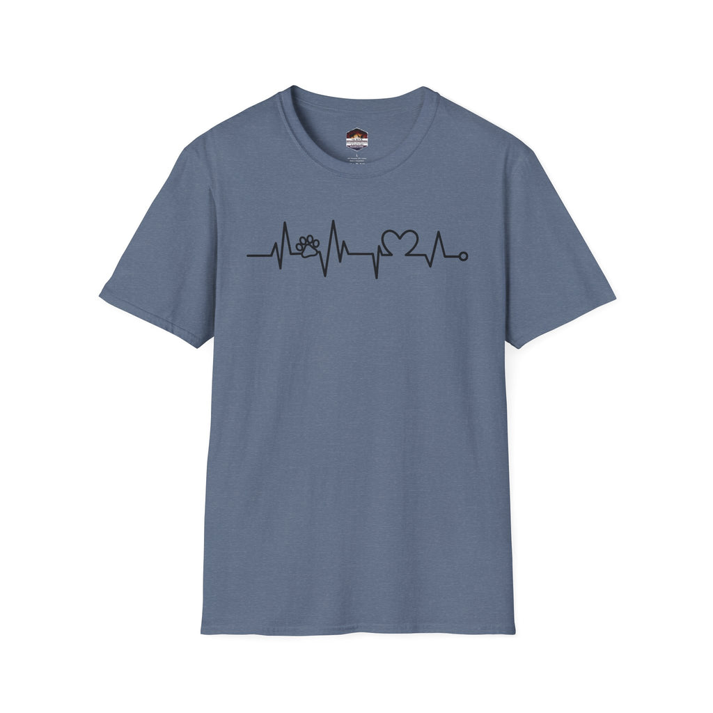 Heartbeat Paw & Heart T-Shirt — Pet Lover EKG Tee