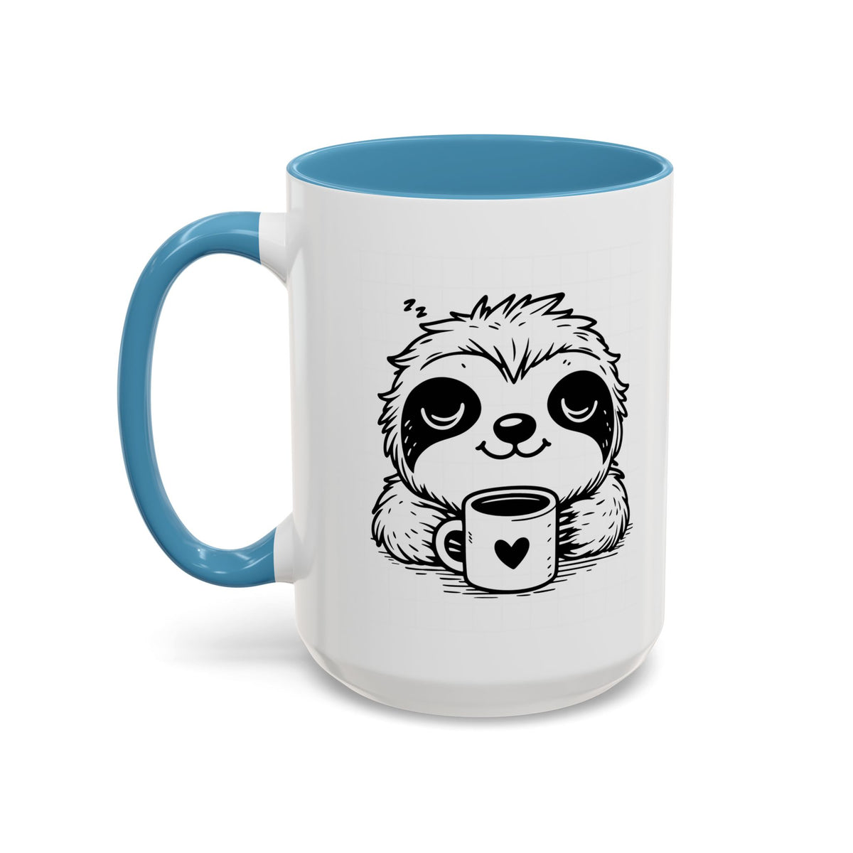 Cute Sloth Coffee Mug (Accent, 11/15oz) — Adorable Cartoon Sloth Holding Coffee Cup