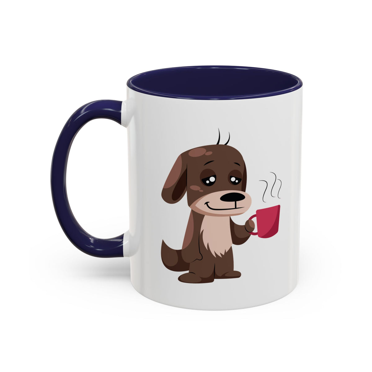 Cute Coffee Dog Mug — Adorable Puppy Holding Coffee Accent Mug (11/15 oz)