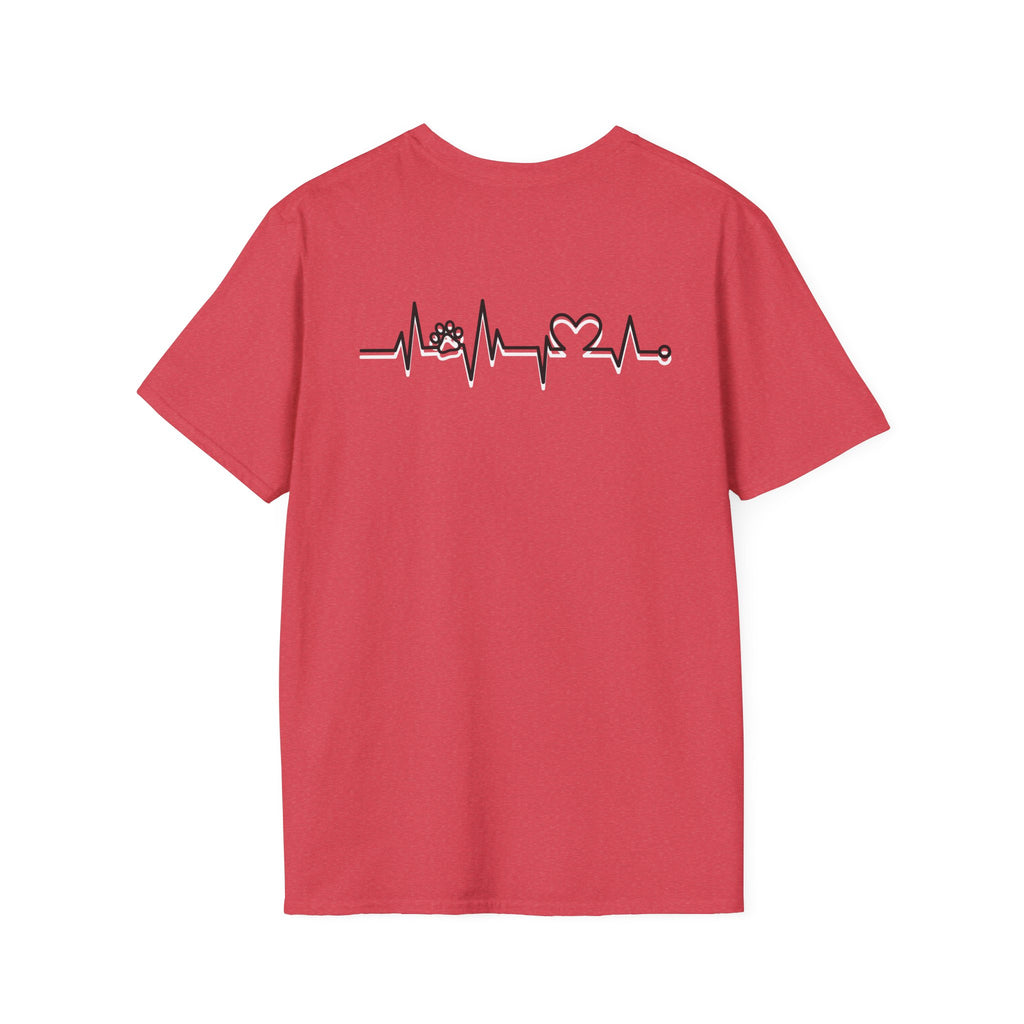 T-Shirt — Paw & Heartbeat EKG Design (Pet Lover Tee)