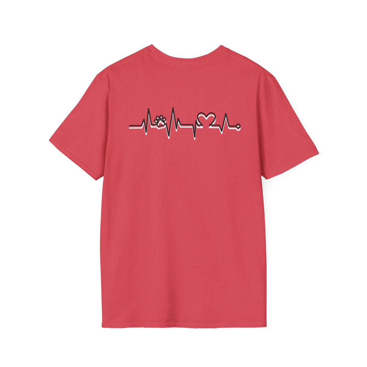 T-Shirt — Paw & Heartbeat EKG Design (Pet Lover Tee)