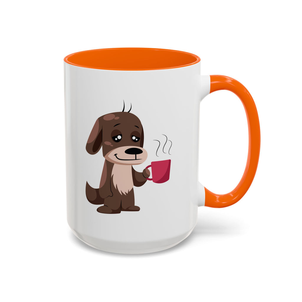 Cute Coffee Dog Mug — Adorable Puppy Holding Coffee Accent Mug (11/15 oz)