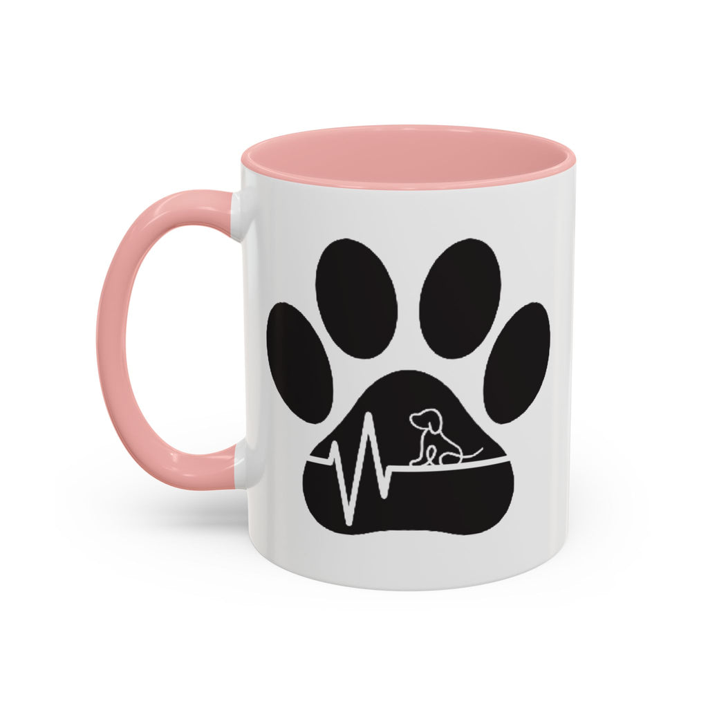 Dog Paw Heartbeat Coffee Mug — Pet Lover Accent Mug (11/15oz)