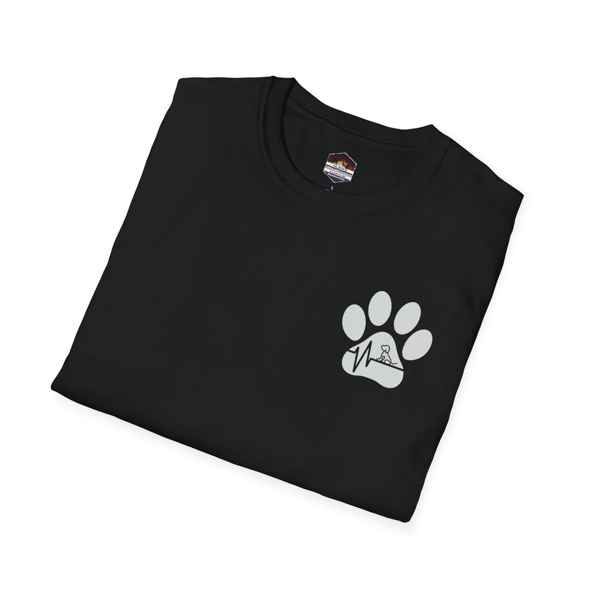T-Shirt — Paw & Heartbeat EKG Design (Pet Lover Tee)