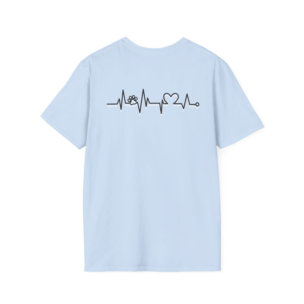 T-Shirt — Paw & Heartbeat EKG Design (Pet Lover Tee)