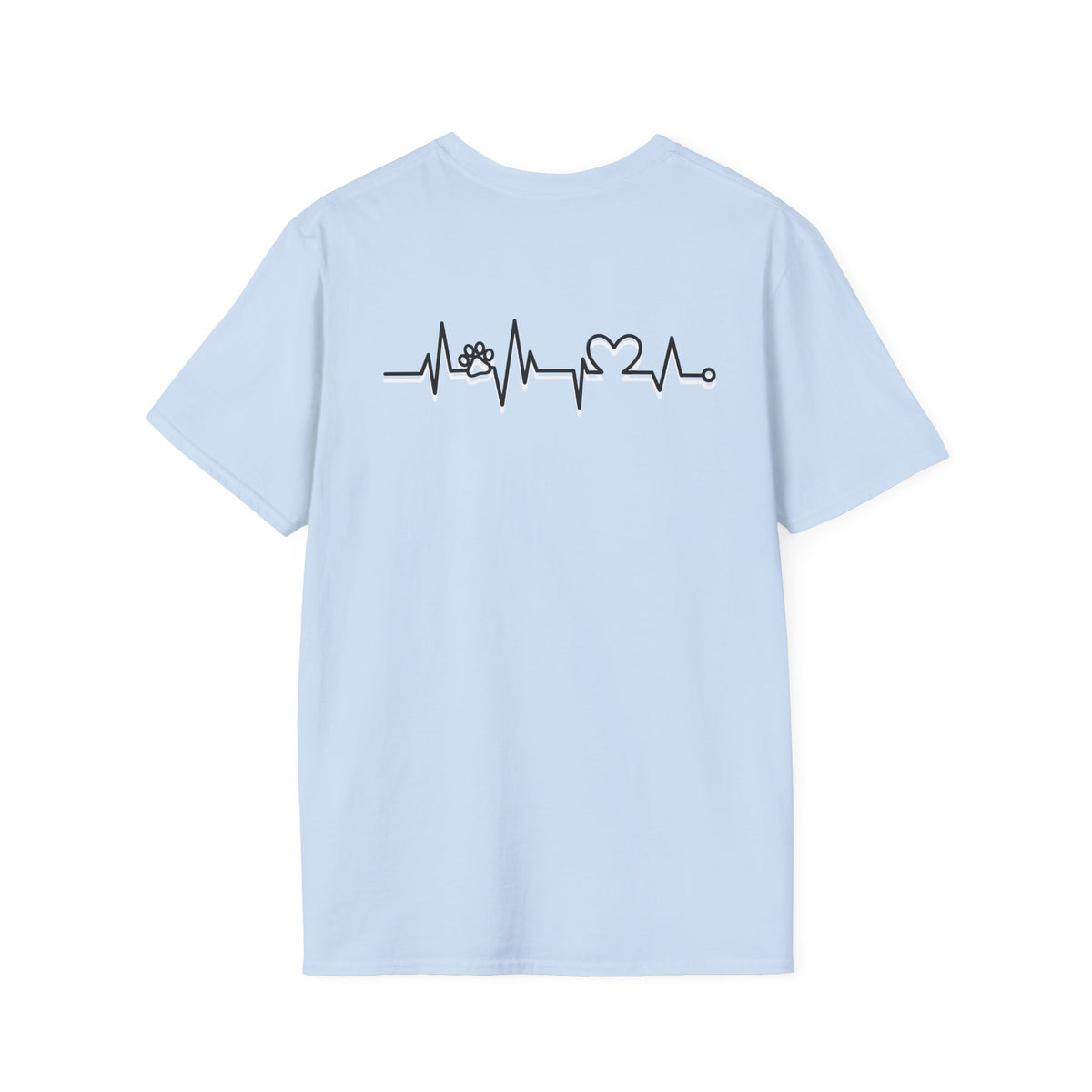 T-Shirt — Paw & Heartbeat EKG Design (Pet Lover Tee)
