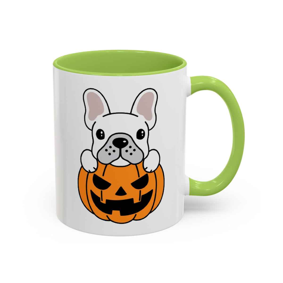 French Bulldog Halloween Coffee Mug – Cute Pup Peeking from Jack-o'-Lantern Accent Mug (11/15oz)