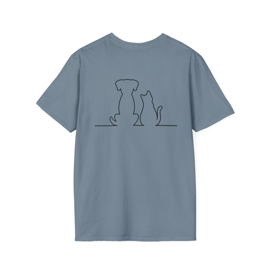 Dog and Cat Outline Tee — Minimal Pet Silhouette T-Shirt