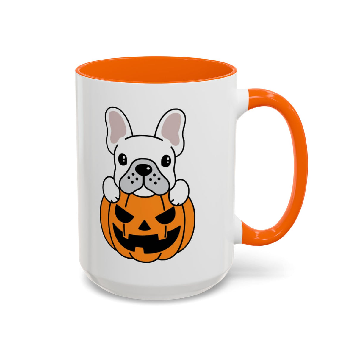 French Bulldog Halloween Coffee Mug – Cute Pup Peeking from Jack-o'-Lantern Accent Mug (11/15oz)