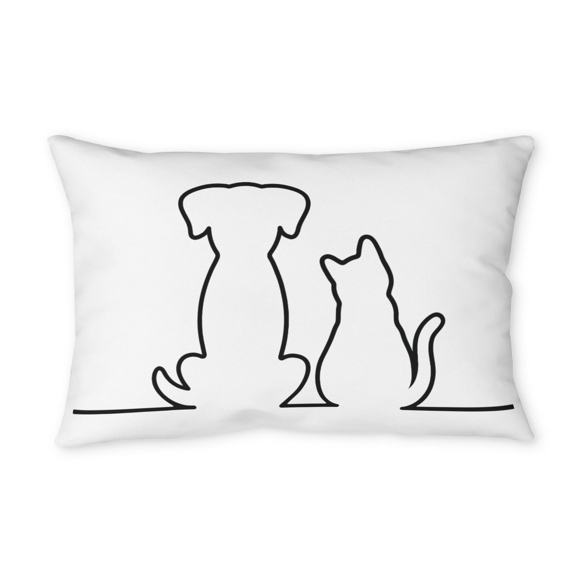 Pet Silhouette Pillowcase — Dog and Cat Line Art Decorative Throw Pillow