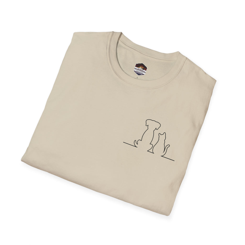 Dog and Cat Outline Tee — Minimal Pet Silhouette T-Shirt