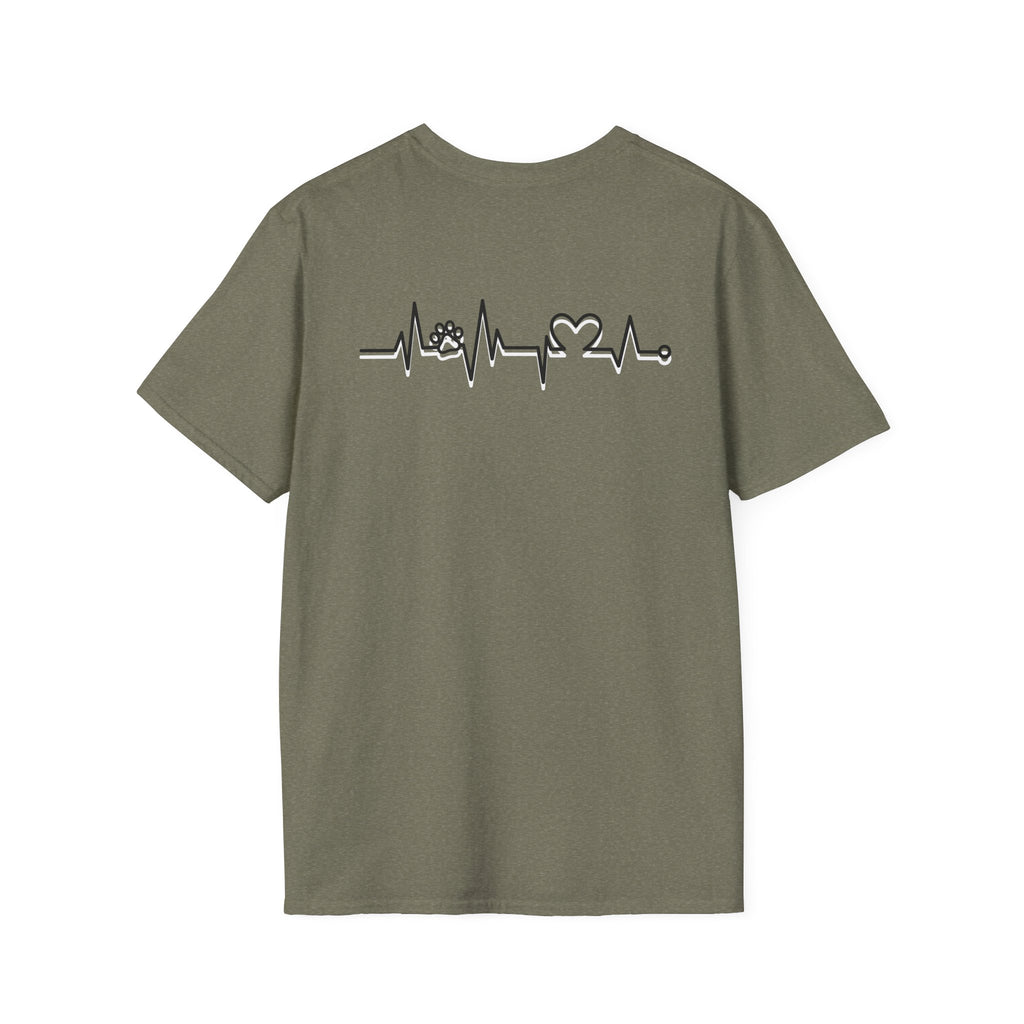 T-Shirt — Paw & Heartbeat EKG Design (Pet Lover Tee)
