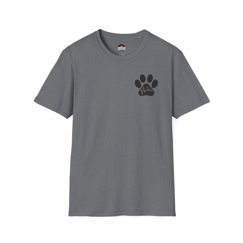 T-Shirt — Paw & Heartbeat EKG Design (Pet Lover Tee)