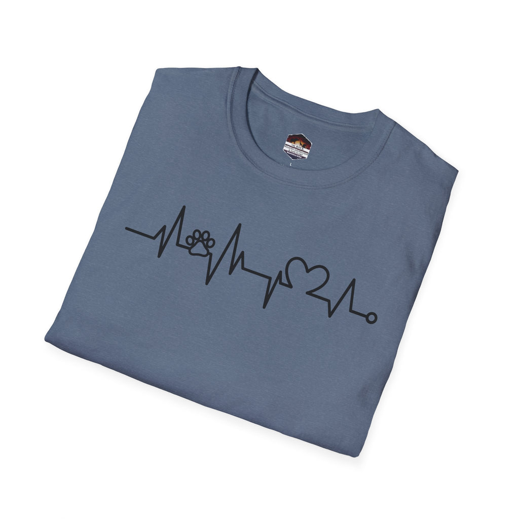 Heartbeat Paw & Heart T-Shirt — Pet Lover EKG Tee
