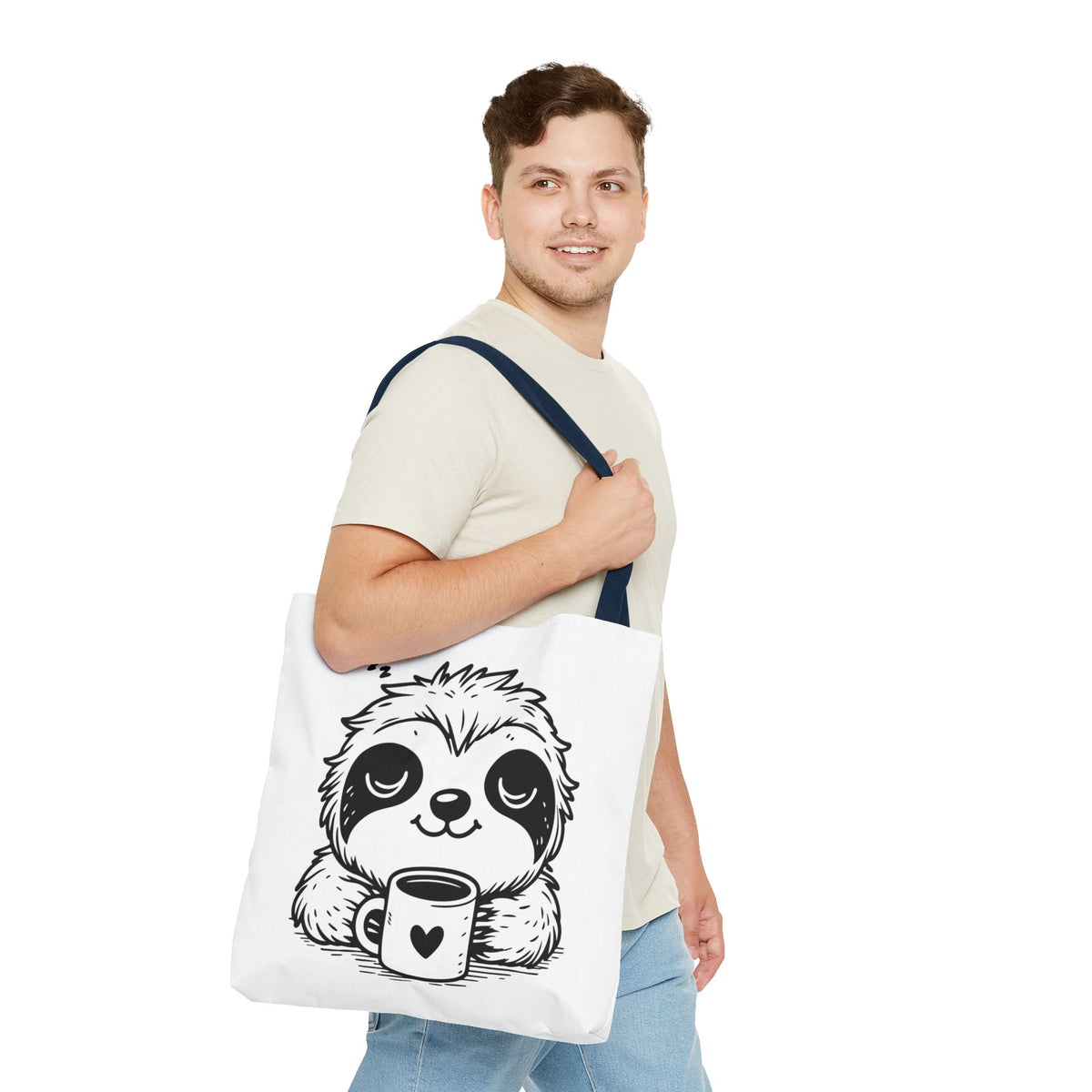 Sloth Coffee Tote Bag — Cute Relaxed Sloth Holding Mug