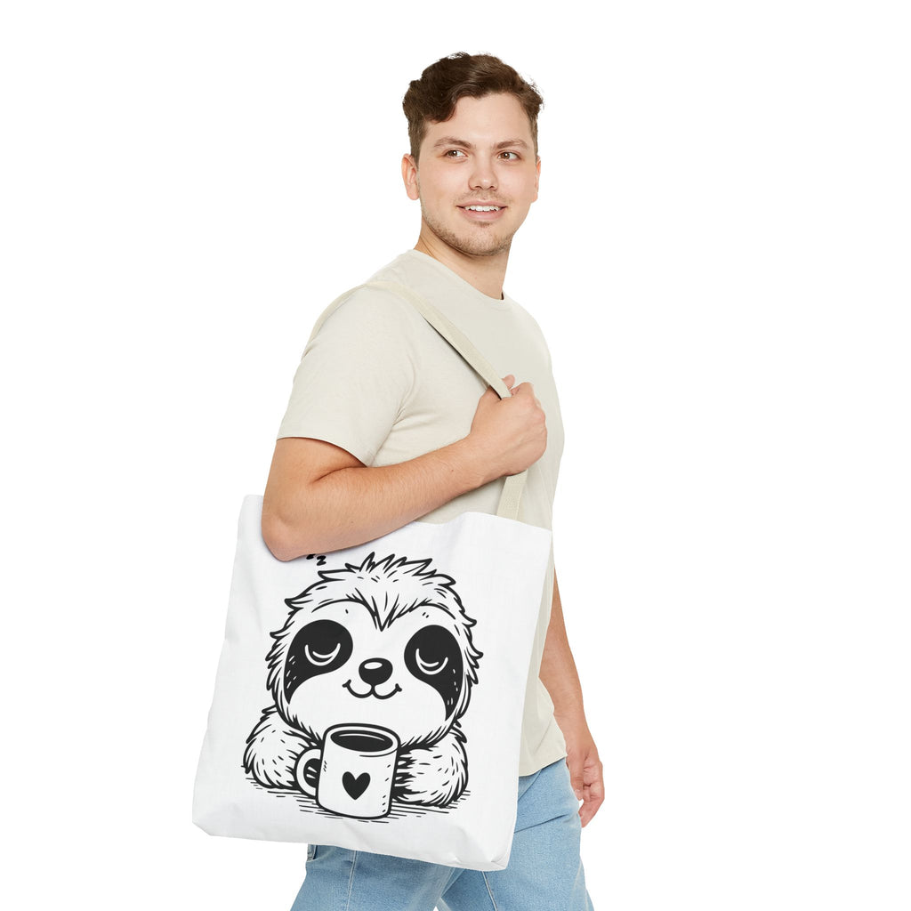 Sloth Coffee Tote Bag — Cute Relaxed Sloth Holding Mug