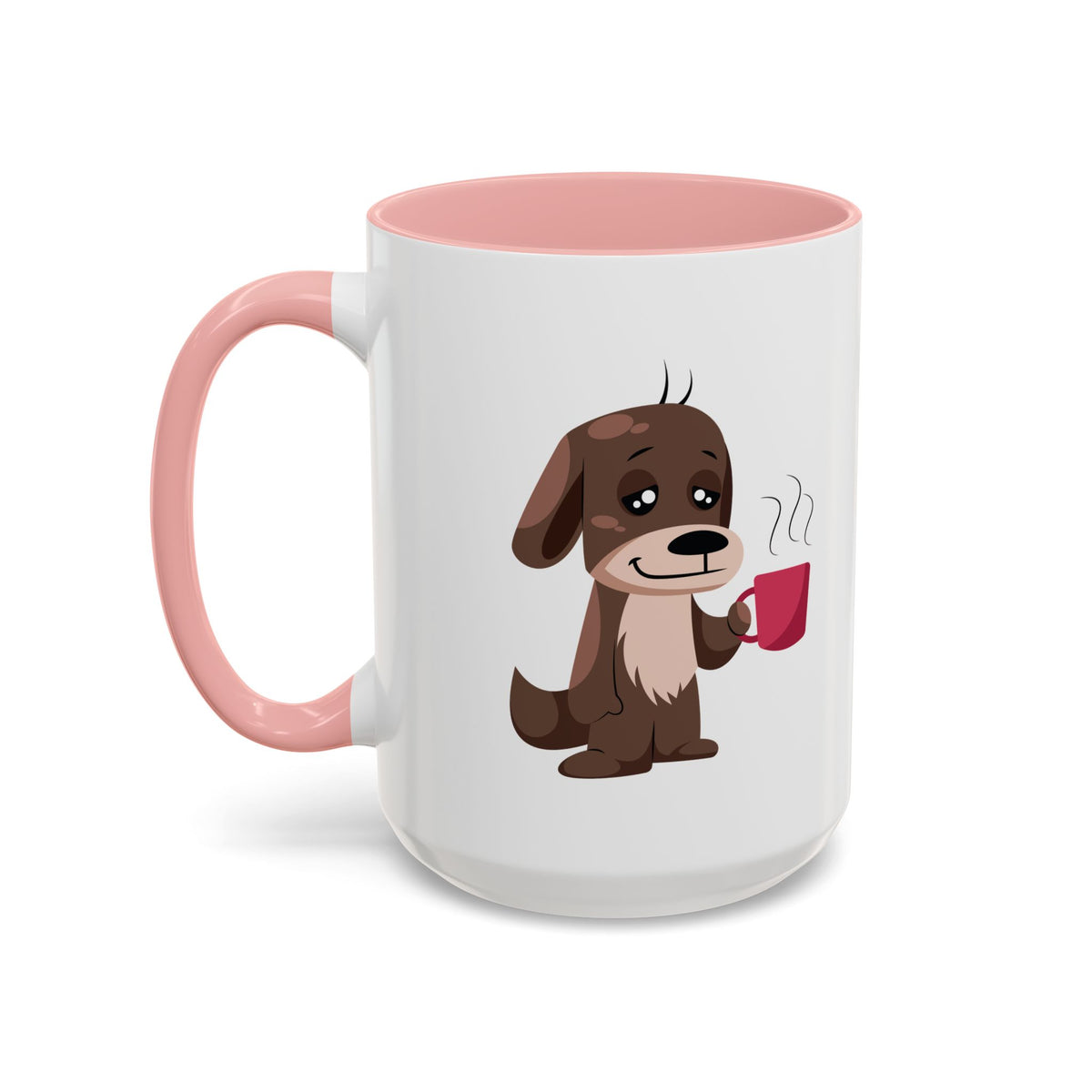 Cute Coffee Dog Mug — Adorable Puppy Holding Coffee Accent Mug (11/15 oz)