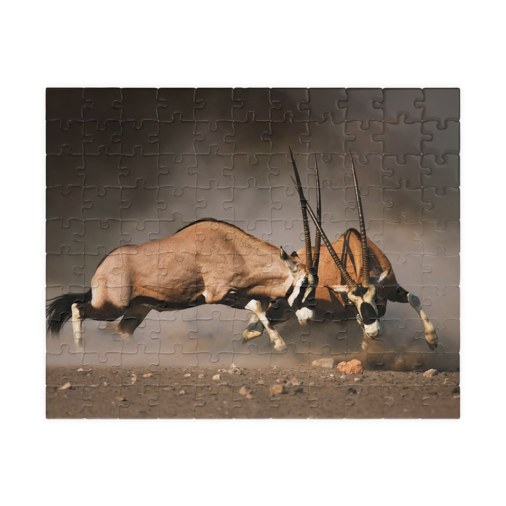Gemsbok Antelope Jigsaw Puzzle — Wildlife Action Photography Puzzle (110–1014 pcs)