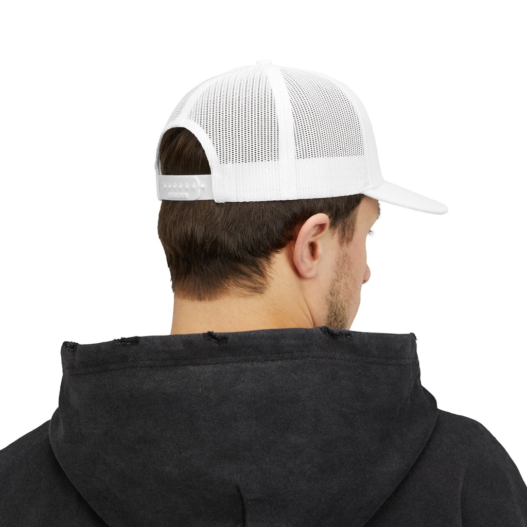Rock Snapback Trucker Cap — White Mesh Baseball Hat