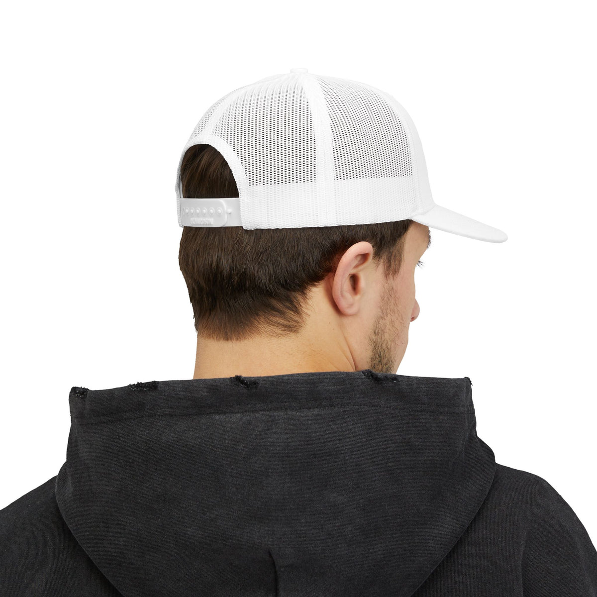 Rock Snapback Trucker Cap — White Mesh Baseball Hat