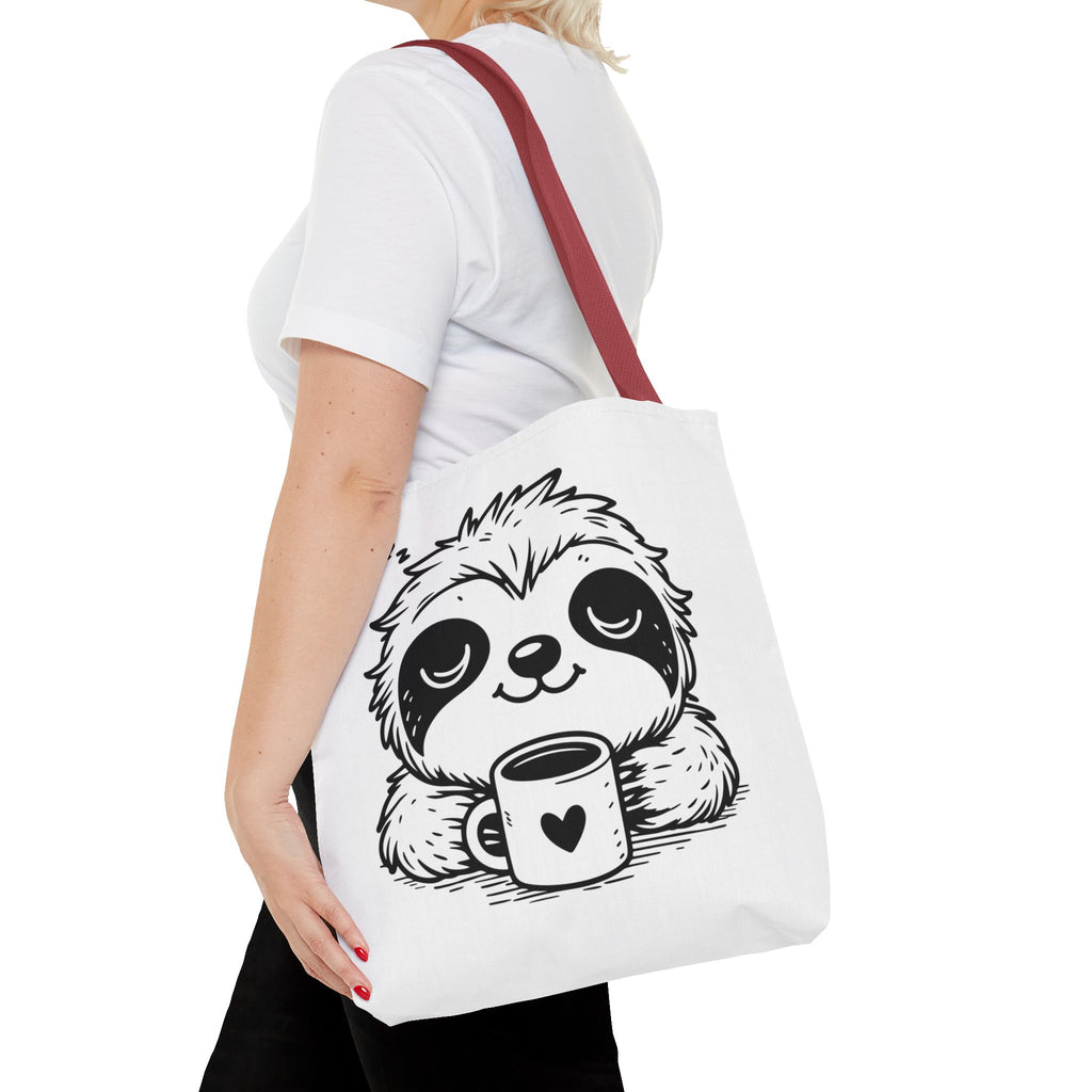 Sloth Coffee Tote Bag — Cute Relaxed Sloth Holding Mug
