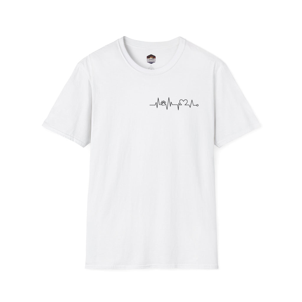 Heartbeat Love T-Shirt — Minimal ECG Line with Heart Graphic