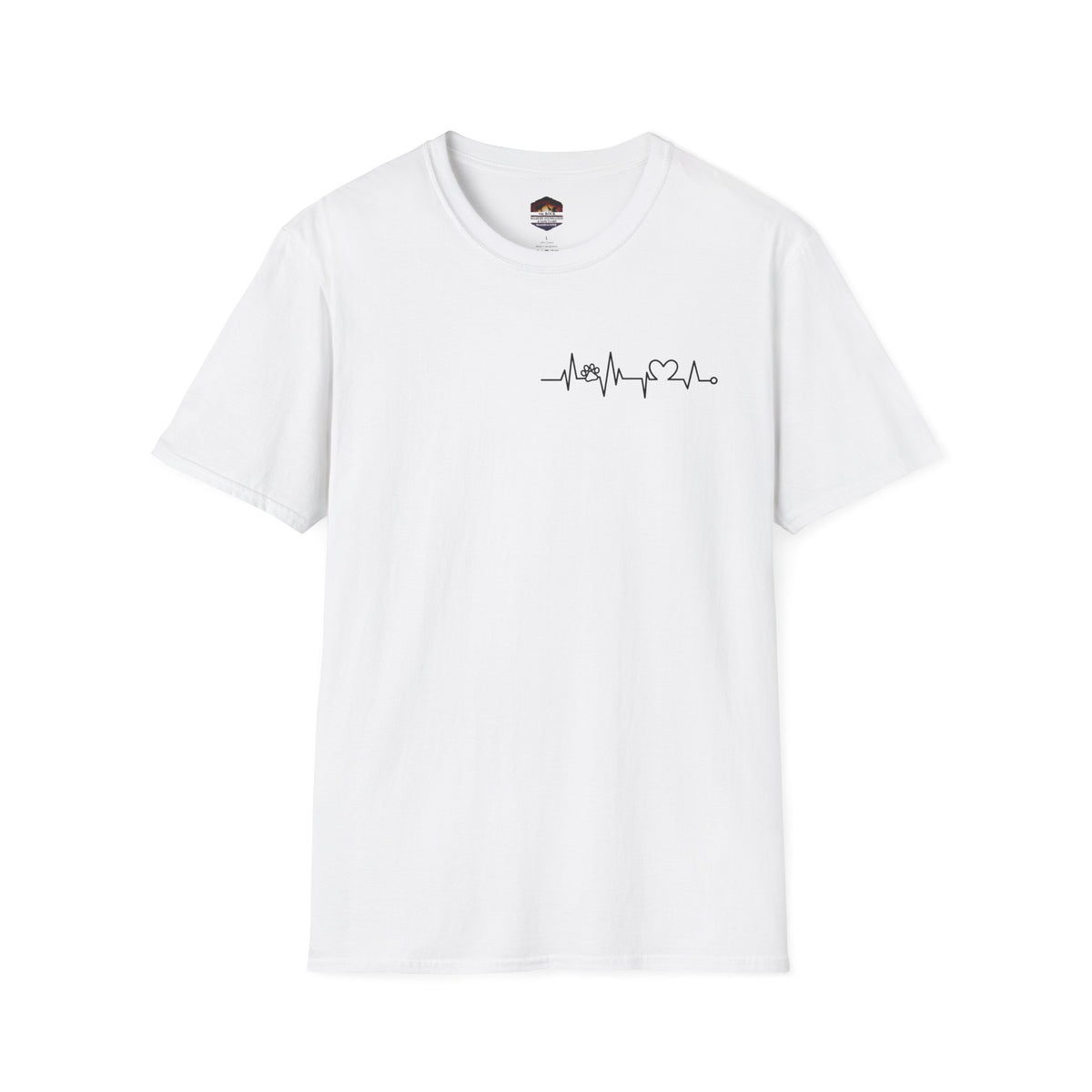 Heartbeat Love T-Shirt — Minimal ECG Line with Heart Graphic