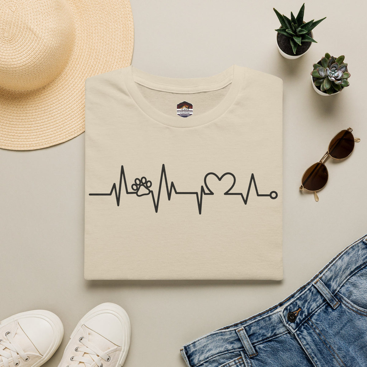 Heartbeat Paw & Heart T-Shirt — Pet Lover EKG Tee