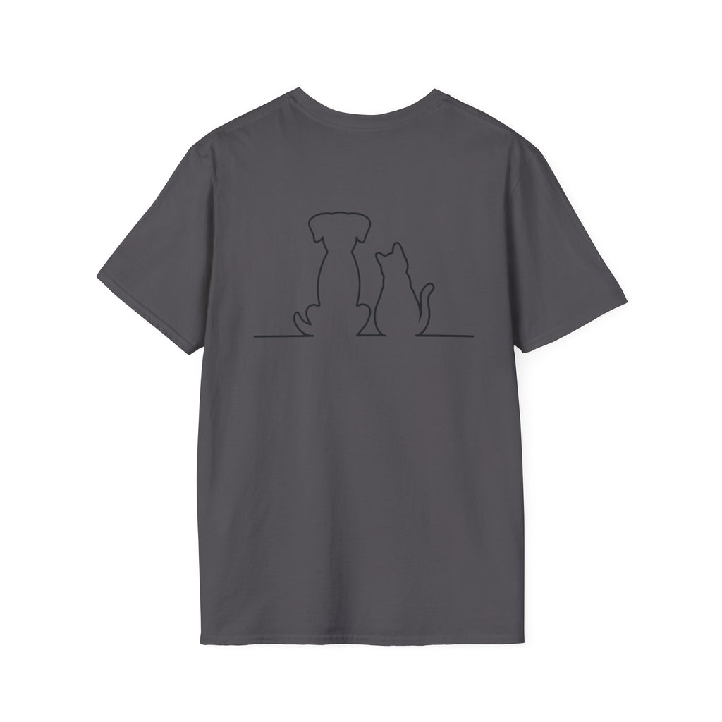 Dog and Cat Outline Tee — Minimal Pet Silhouette T-Shirt